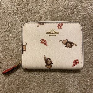 Coach Cream Wallet with Dog and Red Shoes Design
